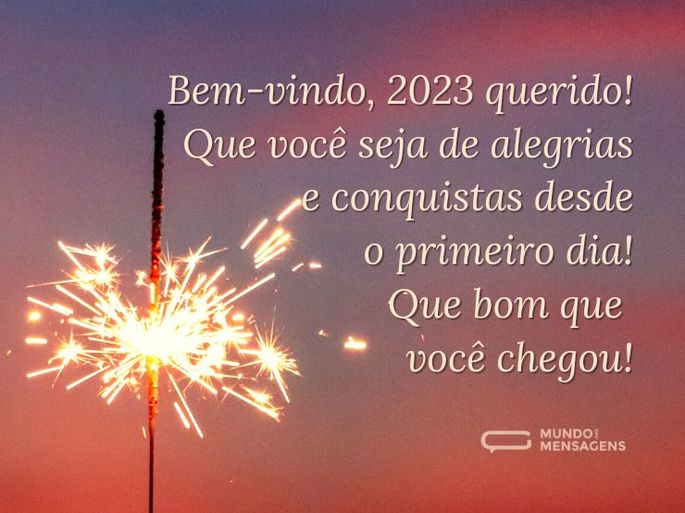 Bem-vindo, 2023 querido! Que você seja de alegrias e conquistas desde o primeiro dia! Que bom o ano novo está aqui!