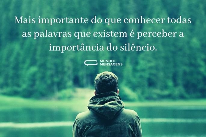 Mais importante do que conhecer todas as palavras que existem é perceber a importância do silêncio.