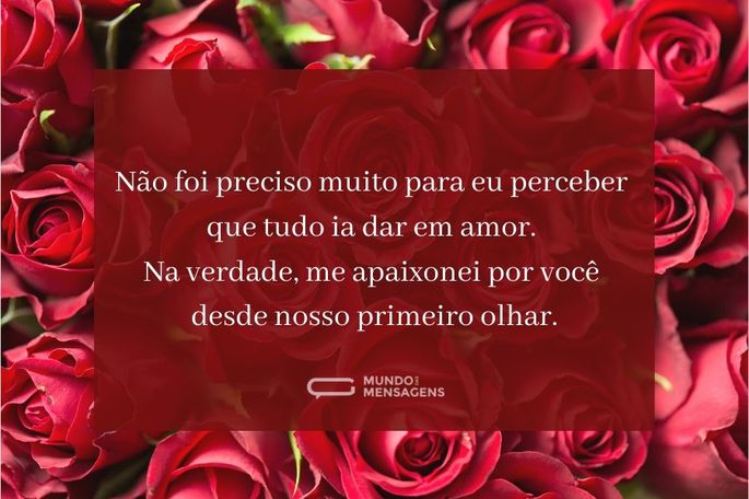 Não foi preciso muito para eu perceber