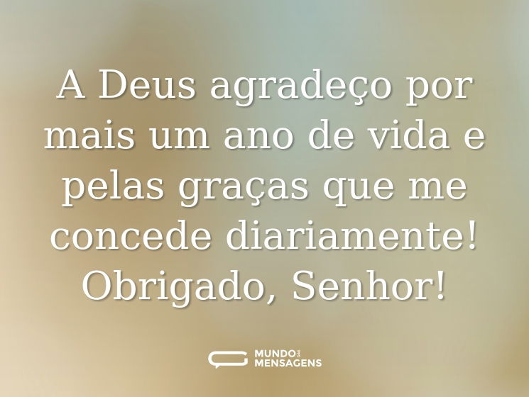 A Deus agradeço por mais um ano de vida e pelas graças que me concede diariamente! Obrigado, Senhor!