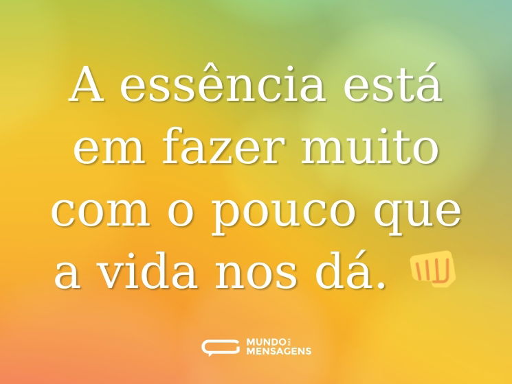 A essência está em fazer muito com o pouco que a vida nos dá. 👊