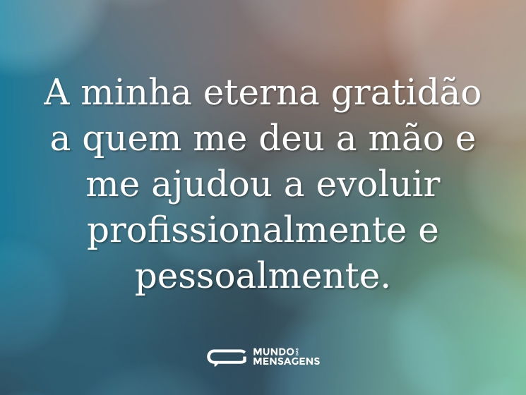 A minha eterna gratidão a quem me deu a mão e me ajudou a evoluir profissionalmente e pessoalmente.