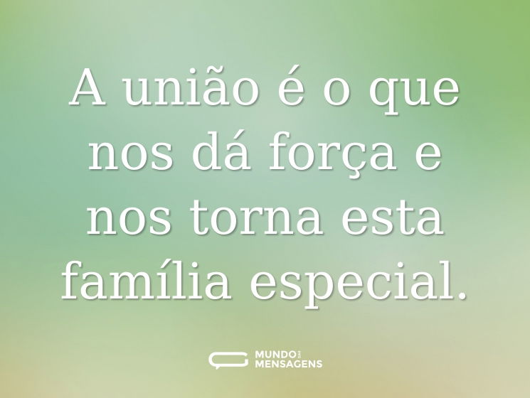 A união é o que nos dá força e nos torna esta família especial.
