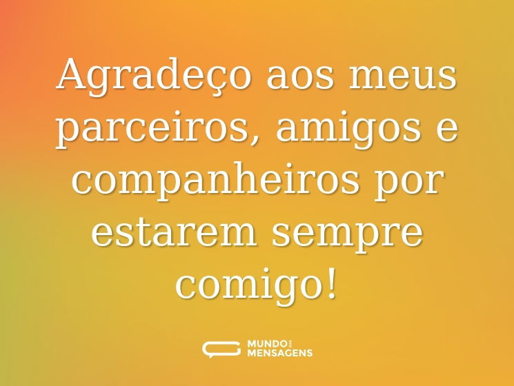 Agradeço aos meus parceiros, amigos e companheiros por estarem sempre comigo!