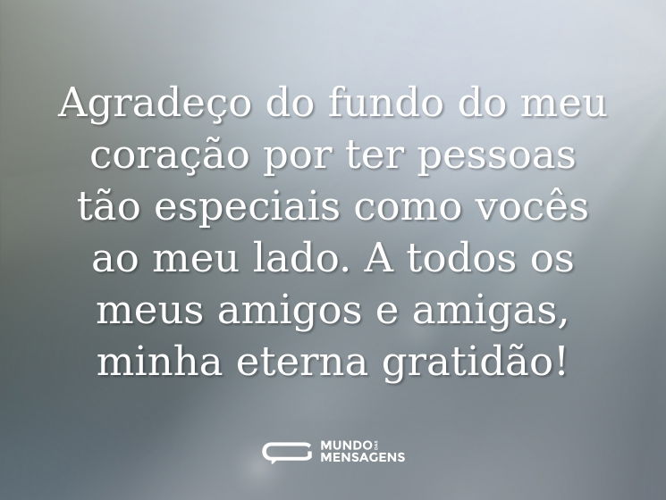 Agradeço do fundo do meu coração por ter pessoas tão especiais como vocês ao meu lado. A todos os meus amigos e amigas, minha eterna gratidão!