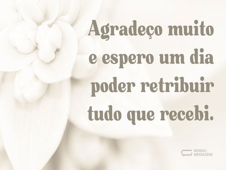 Agradeço muito e espero um dia poder retribuir tudo que recebi.