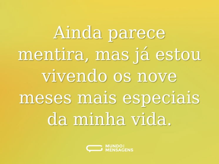 Ainda parece mentira, mas já estou vivendo os nove meses mais especiais da minha vida.