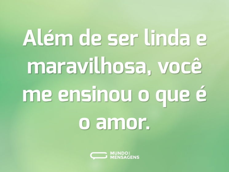 Além de ser linda e maravilhosa, você me ensinou o que é o amor.