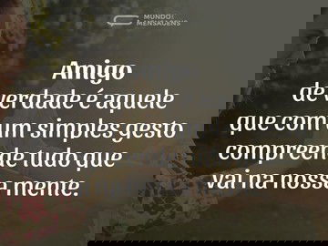 Amigo de verdade compreende tudo