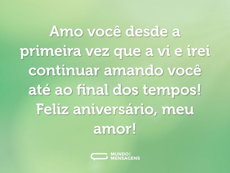 Amo você desde a primeira vez que a vi e irei continuar amando você até ao final dos tempos! Feliz aniversário, meu amor!