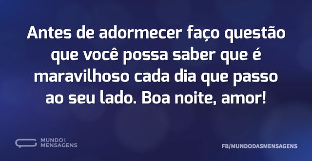 Antes de adormecer faço questão que você...