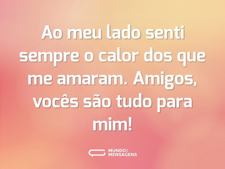 Ao meu lado senti sempre o calor dos que me amaram. Amigos, vocês são tudo para mim!