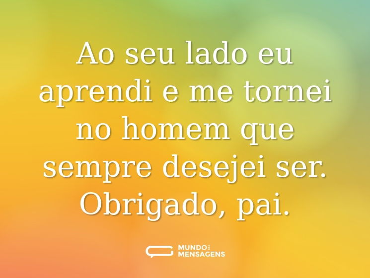 Ao seu lado eu aprendi e me tornei no homem que sempre desejei ser. Obrigado, pai.