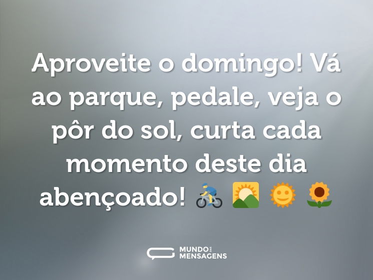 Aproveite o domingo! Vá ao parque, pedale, veja o pôr do sol, curta cada momento deste dia abençoado! 🚴 🌄 🌞 🌻