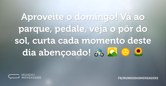 Aproveite o domingo! Vá ao parque, pedal...