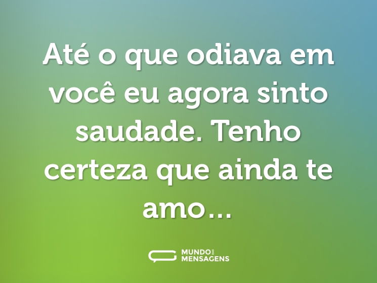 Até o que odiava em você eu agora sinto saudade. Tenho certeza que ainda te amo…