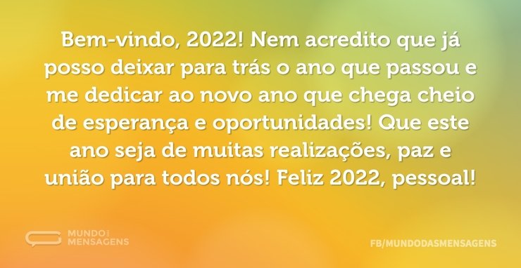 Seja bem-vindo, 2022