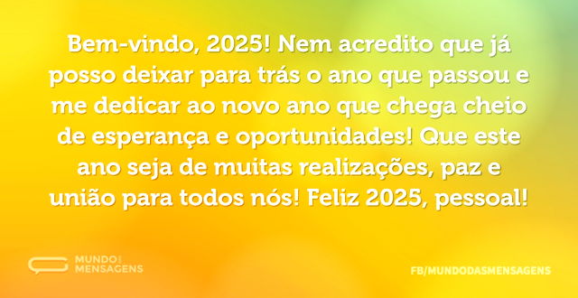 Seja bem-vindo, 2025