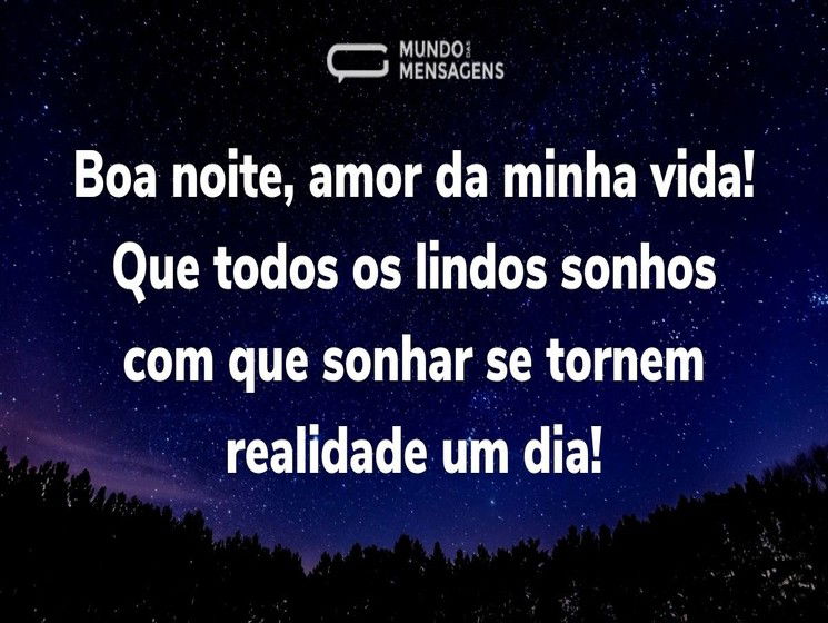 Boa noite, amor da minha vida! Que todos os lindos sonhos com que sonhar se tornem realidade!
