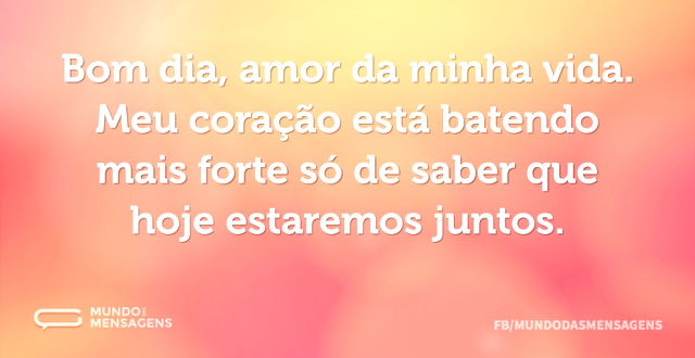 Bom dia, amor da minha vida. Meu coração...