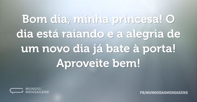 Bom dia, minha princesa! O dia está raia...