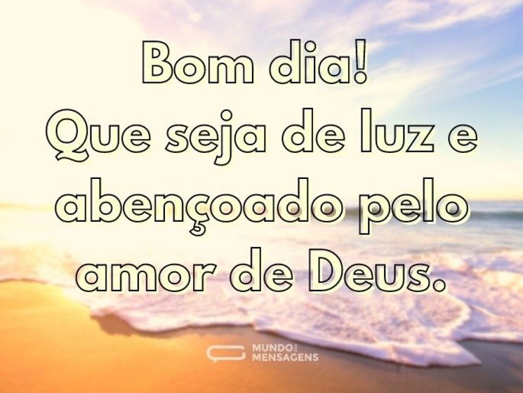 Bom dia! Que seja de luz e abençoado pelo amor de Deus.