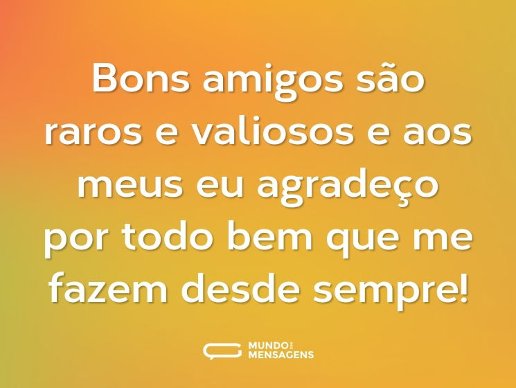 Bons amigos são raros e valiosos e aos meus eu agradeço por todo bem que me fazem desde sempre!