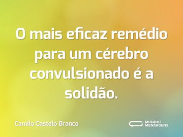 O mais eficaz remédio para um cérebro convulsionado é a solidão.