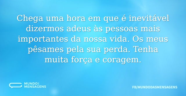 Chega uma hora em que é inevitável dizer...