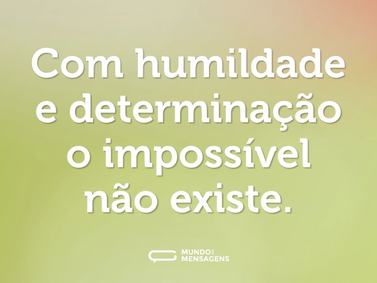 Com humildade e determinação o impossível não existe.