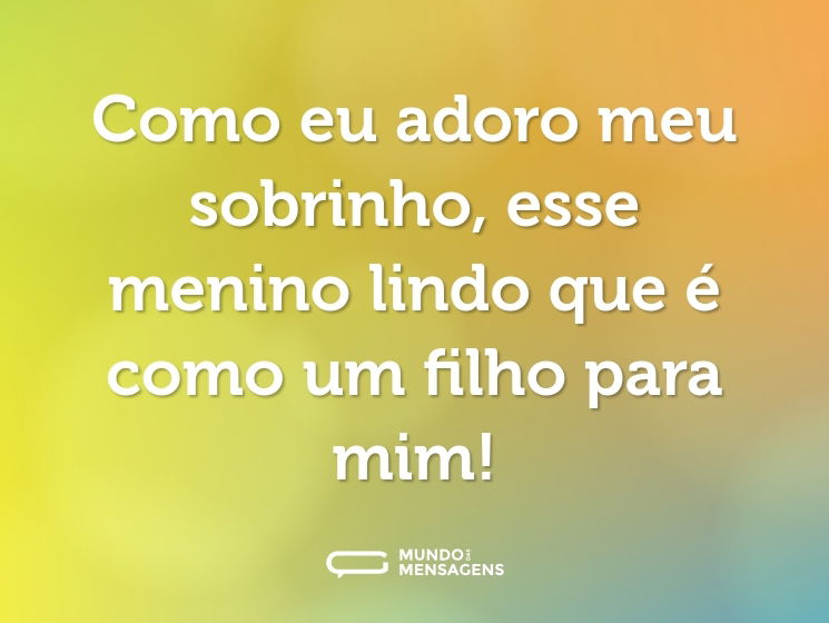 Como eu adoro meu sobrinho, esse menino lindo que é como um filho para mim!