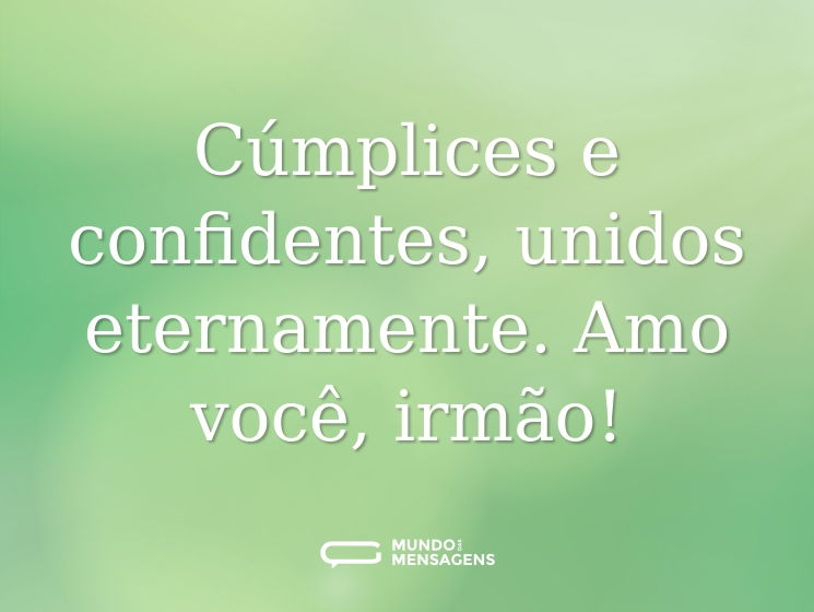 Cúmplices e confidentes, unidos eternamente. Amo você, irmão!
