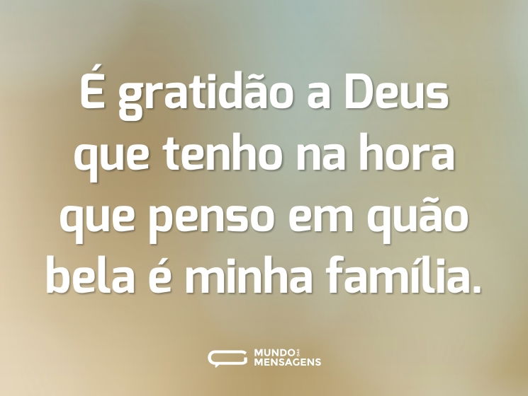 É gratidão a Deus que tenho na hora que penso em quão bela é minha família.