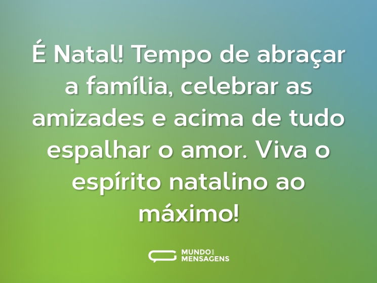 É Natal! Tempo de abraçar a família, celebrar as amizades e acima de tudo espalhar o amor. Viva o espírito natalino ao máximo!