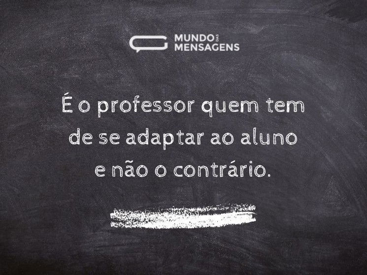 É o professor quem tem de se adaptar ao aluno e não o contrário.