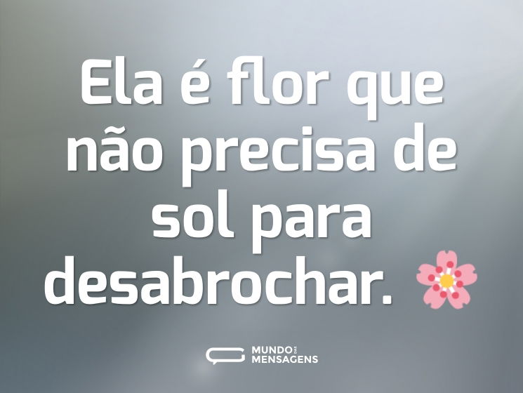 Ela é flor que não precisa de sol para desabrochar. 🌸