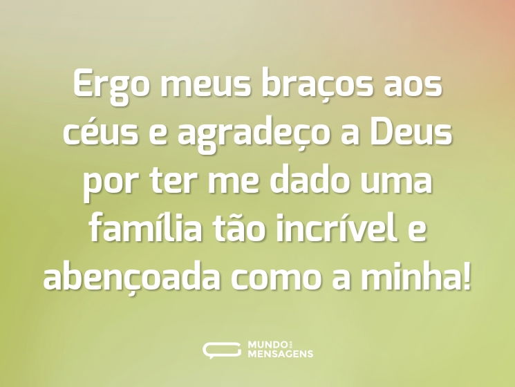 Ergo meus braços aos céus e agradeço a Deus por ter me dado uma família tão incrível e abençoada como a minha!