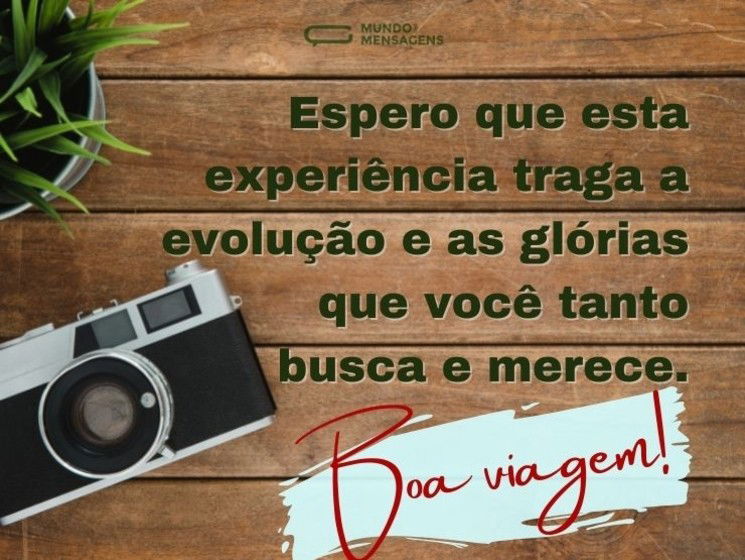 Espero que esta experiência traga a evolução e as glórias que você tanto busca e merece. Boa viagem!