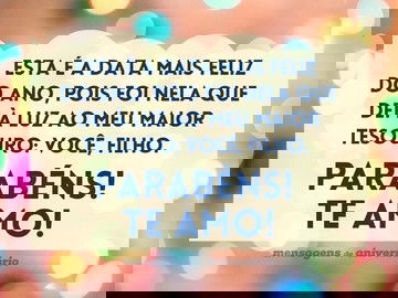 Parabéns, meu filho, meu tesouro