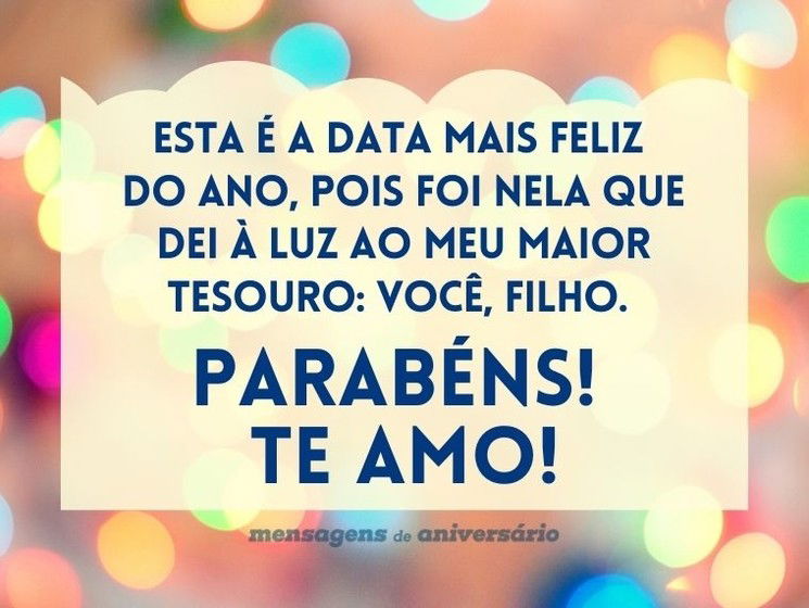 Parabéns, meu filho, meu tesouro