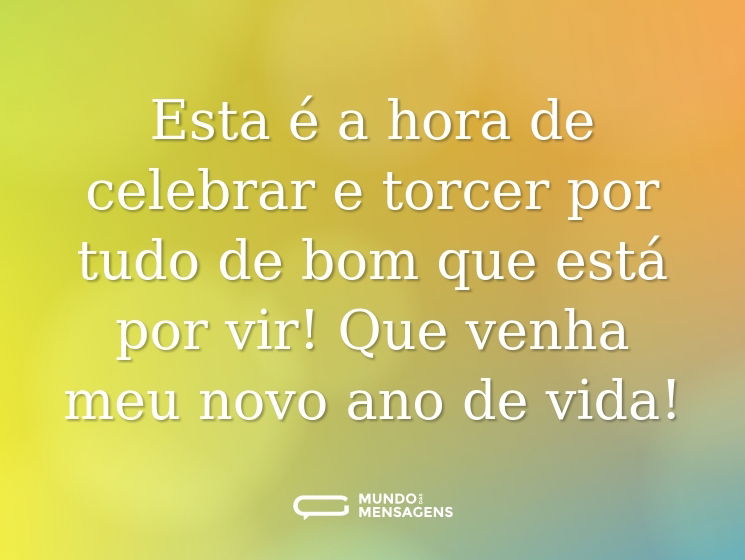 Esta é a hora de celebrar e torcer por tudo de bom que está por vir! Que venha meu novo ano de vida!