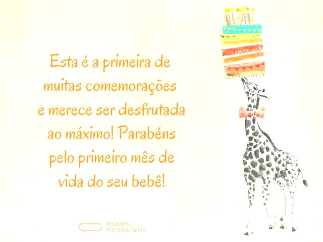 Felicidades no primeiro de mês do seu bebê