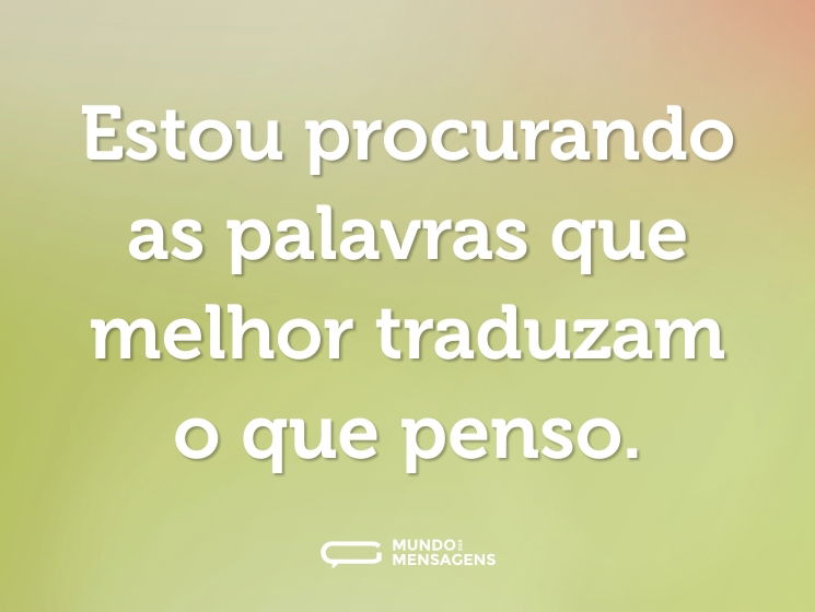 Estou procurando as palavras que melhor traduzam o que penso.