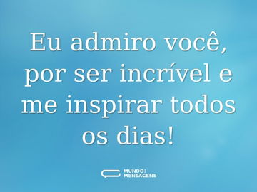 Eu admiro você, por ser incrível e me inspirar todos os dias!