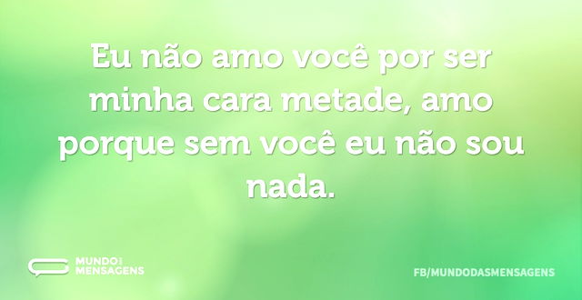 Eu não amo você por ser minha cara metad...