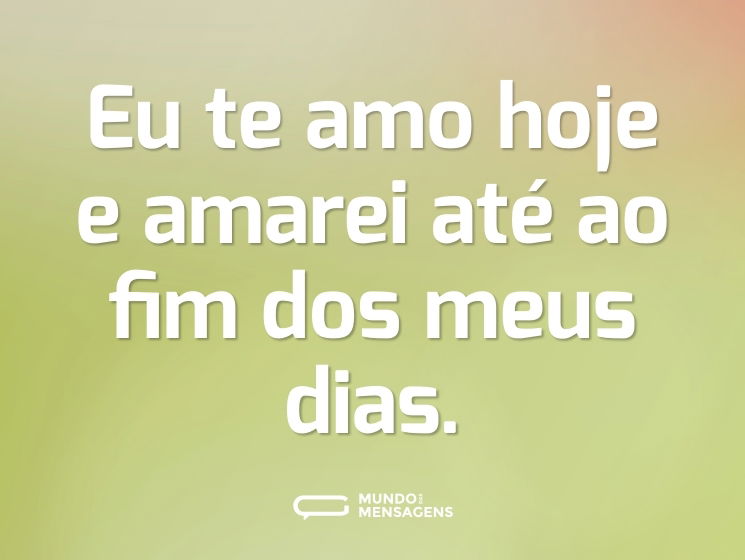 Eu te amo hoje e amarei até ao fim dos meus dias.