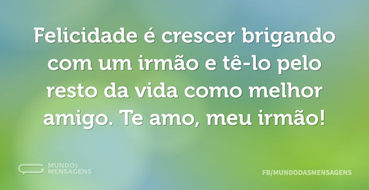 Felicidade é crescer brigando com um irm - Mundo das Mensagens