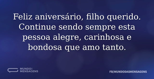 Parabéns, meu filho carinhoso e bondoso