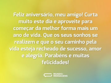 Parabéns e felicidades, amigo