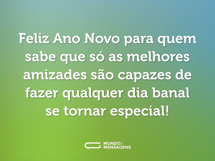 Feliz Ano Novo para quem sabe que só as melhores amizades são capazes de fazer qualquer dia banal se tornar especial!